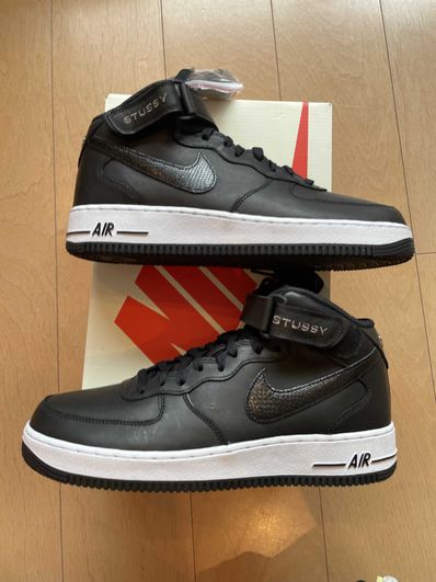 Stussy × Nike Air Force 1 Mid "Black/Black"