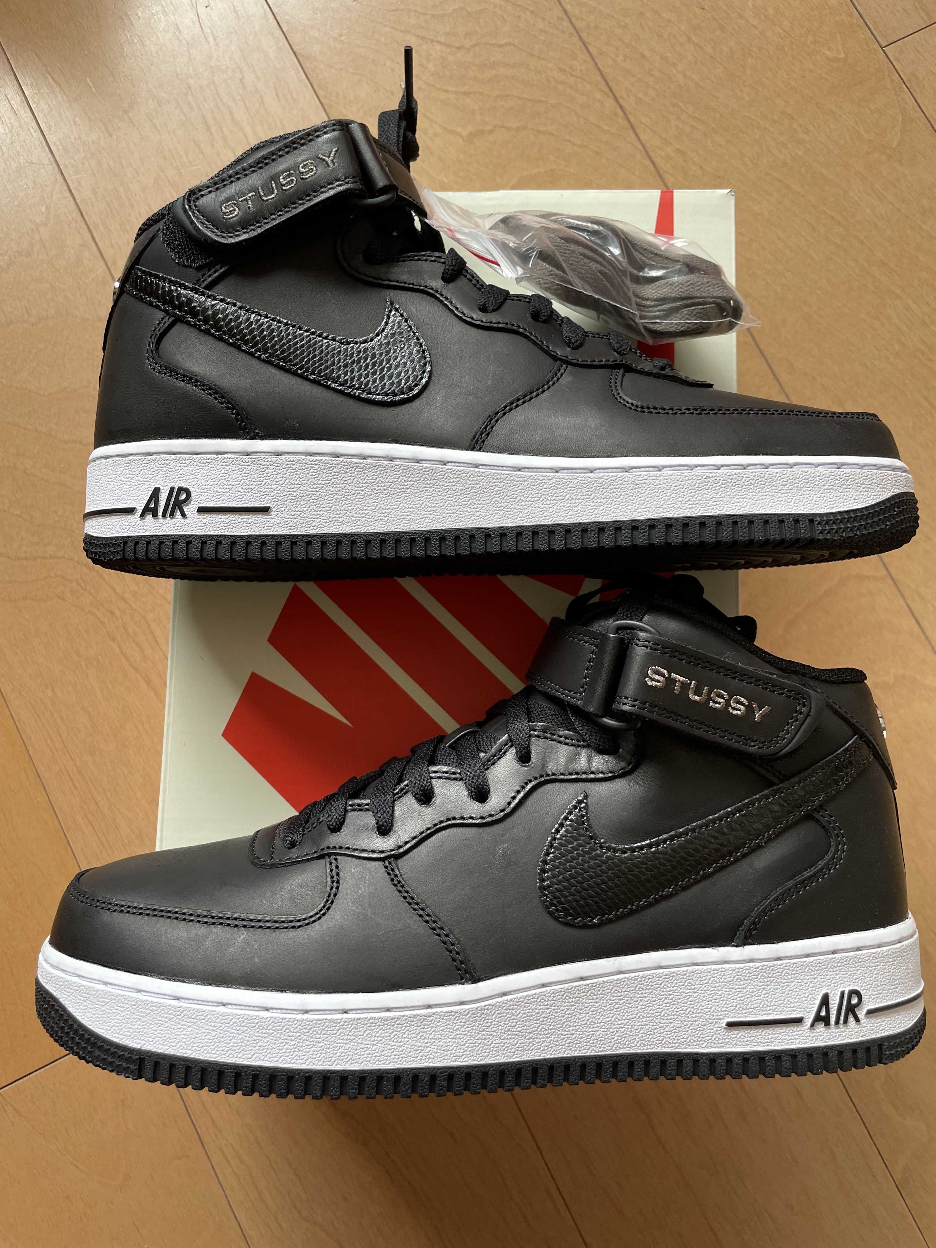 Stussy × Nike Air Force 1 Mid "Black/Black"