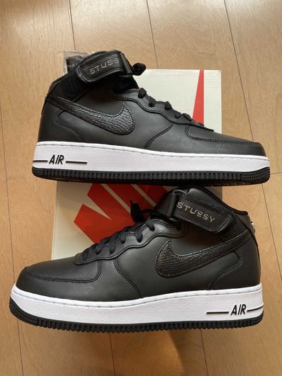 Stussy × Nike Air Force 1 Mid "Black/Black"