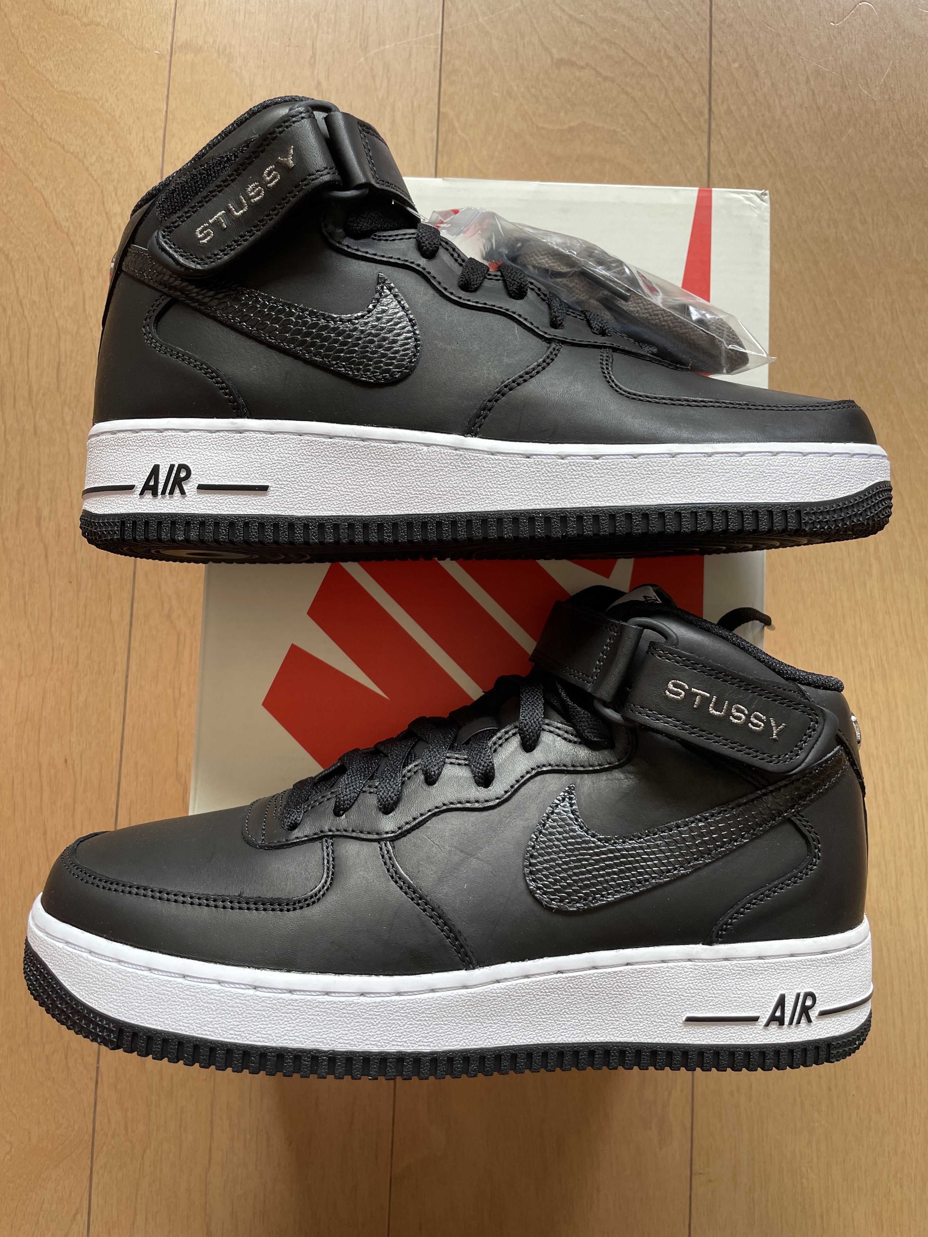 Stussy × Nike Air Force 1 Mid "Black/Black"