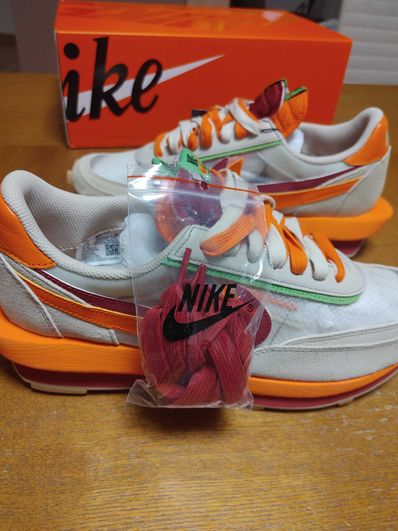 CLOT × Sacai × Nike LD Waffle "Orange Blaze"