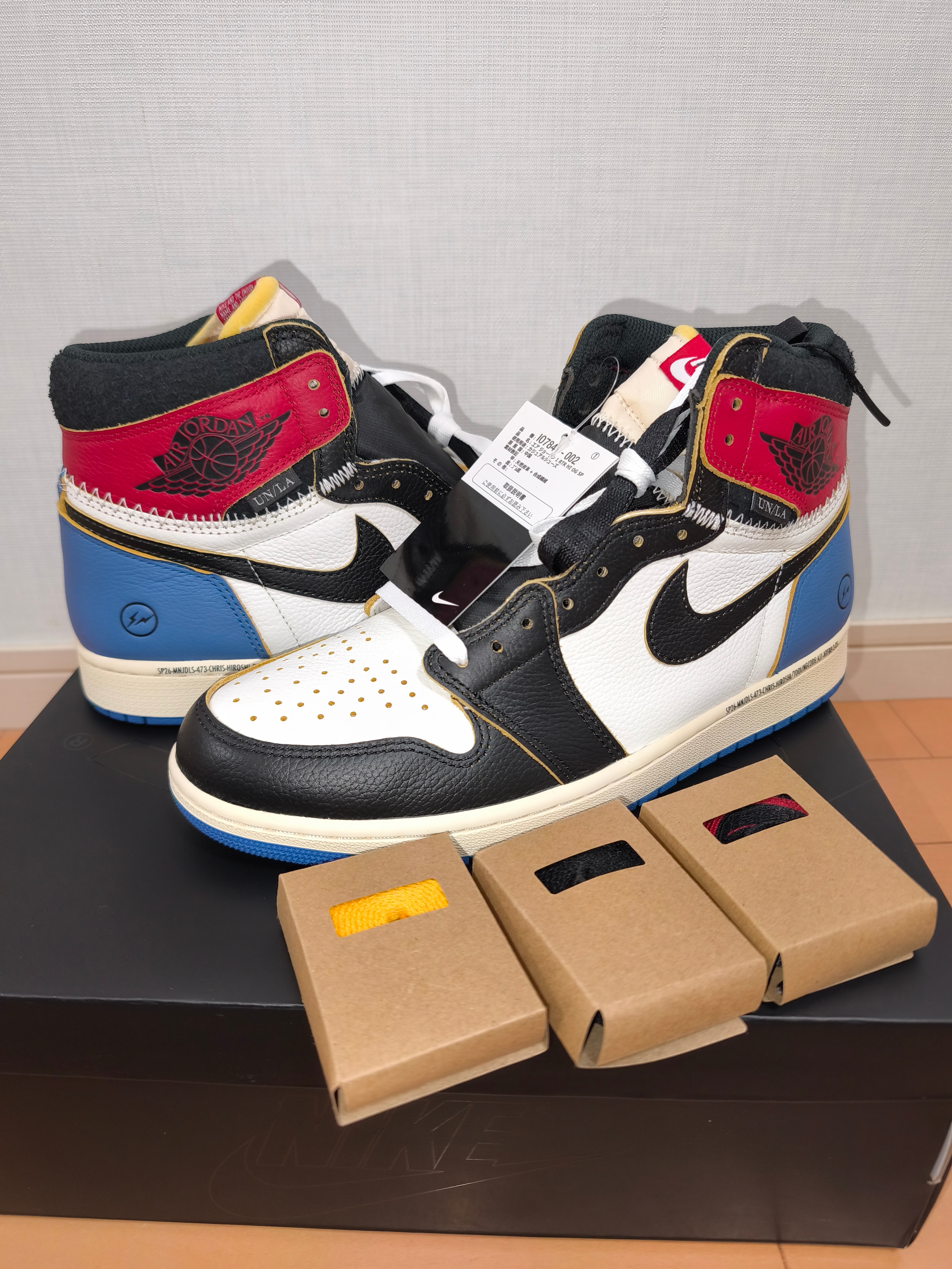fragment design × UNION × Nike Air Jordan 1 High OG "Black/Varsity Red"