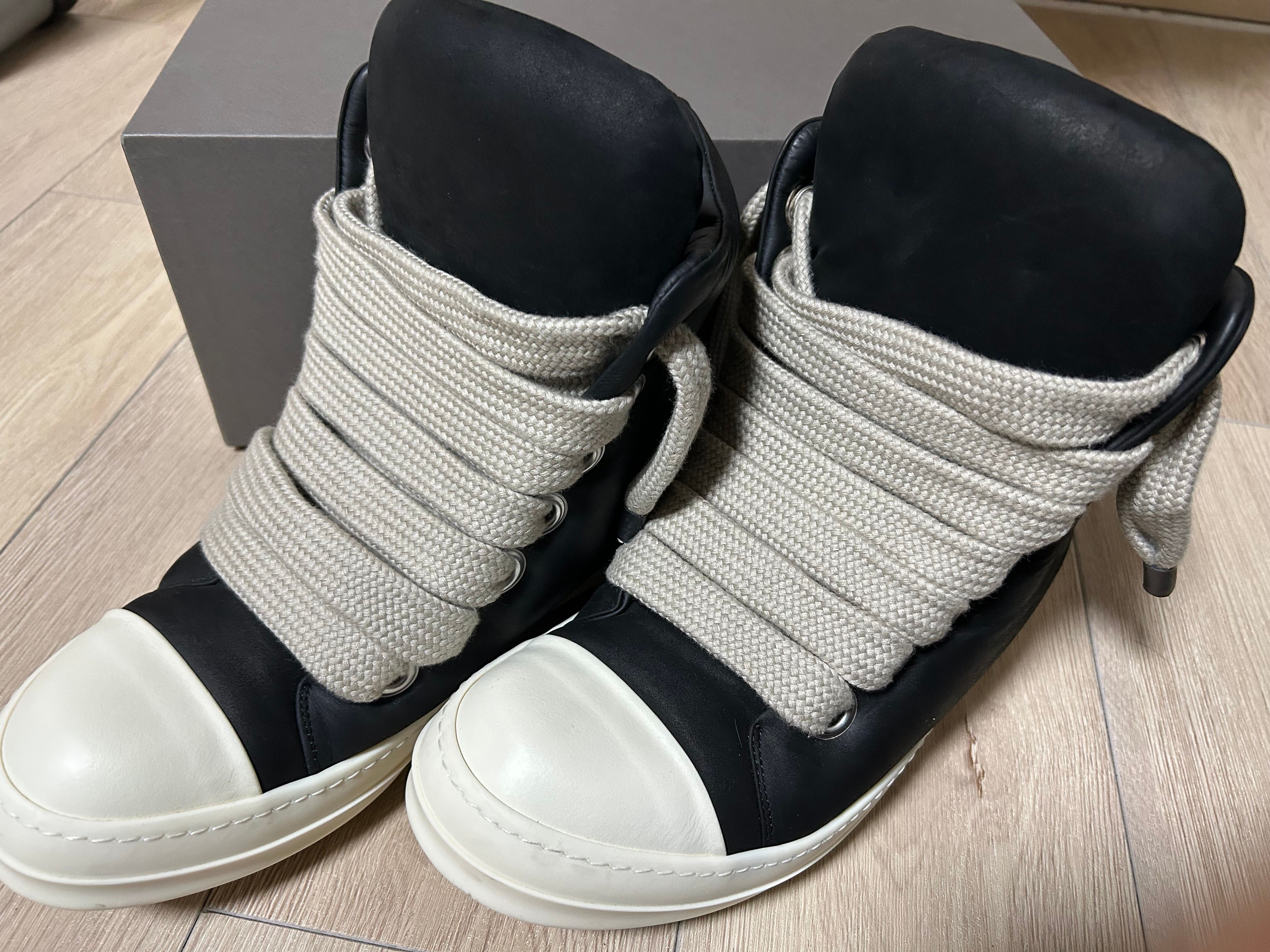 Rick Owens Jumbo Laced Padded Sneakers "Black/Milk"