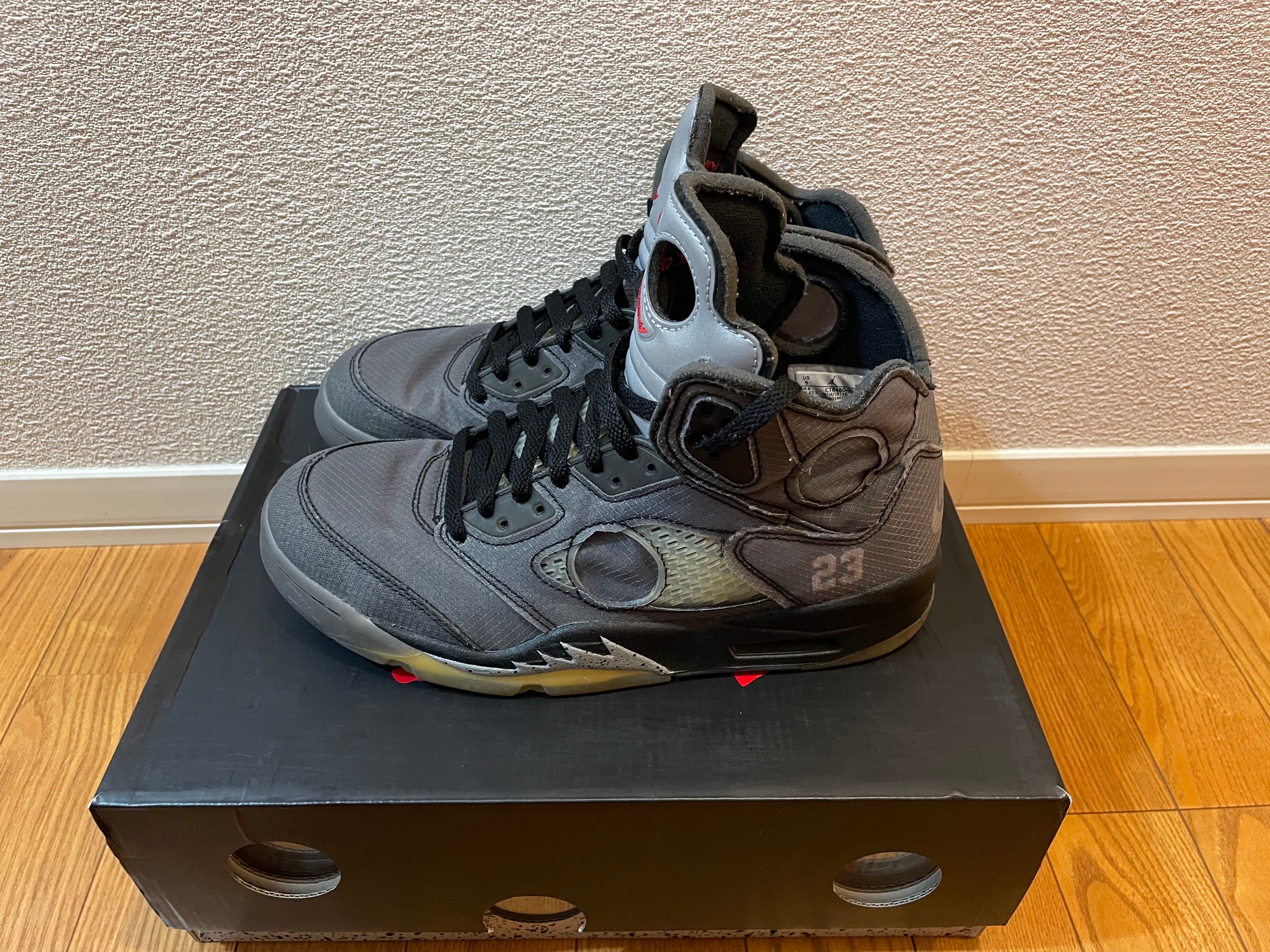 Off-White × Nike Air Jordan 5 "Black/Muslin/Fire Red"