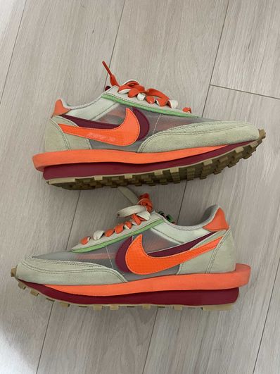 CLOT × Sacai × Nike LD Waffle "Orange Blaze"