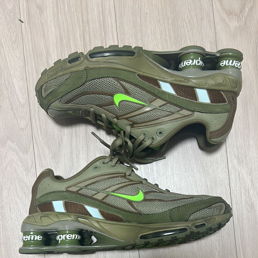 Supreme × Nike Shox Ride 2 "Neutral Olive/Electric Green-Pilgrim"
