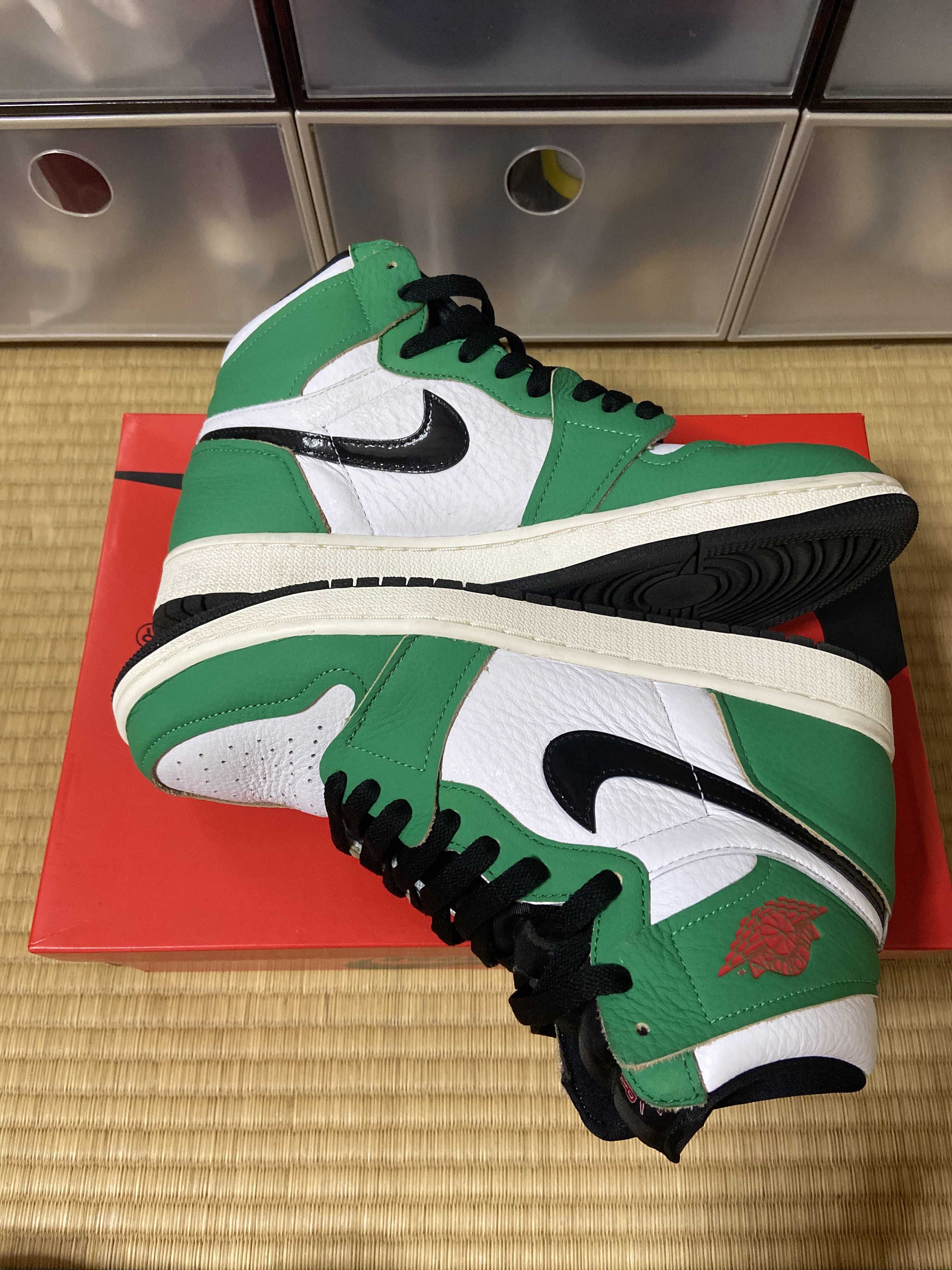 ナイキ ウィメンズ エアジョーダン1 ハイ OG ラッキーグリーン 美中古品！ Jordan Brand（NIKE） - ナイキ ウィメンズ エアジョーダン1