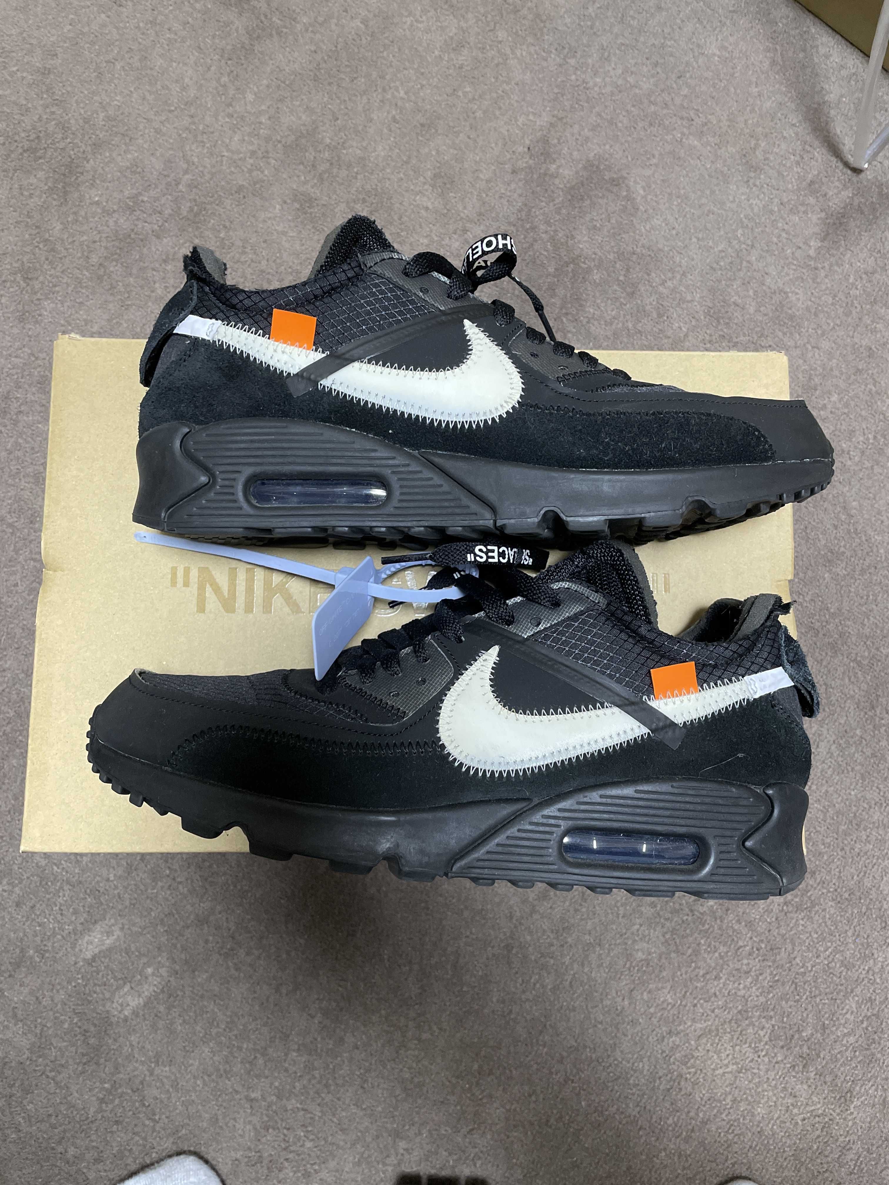 Off-White × Nike Air Max 90 "Black/Black-Cone-White"