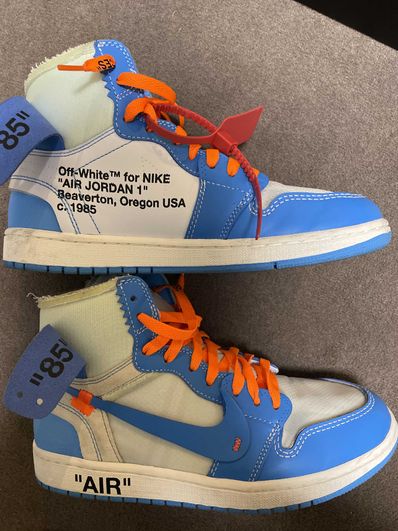Off-White × Nike Air Jordan 1 High UNC "White/Dark Powder Blue"