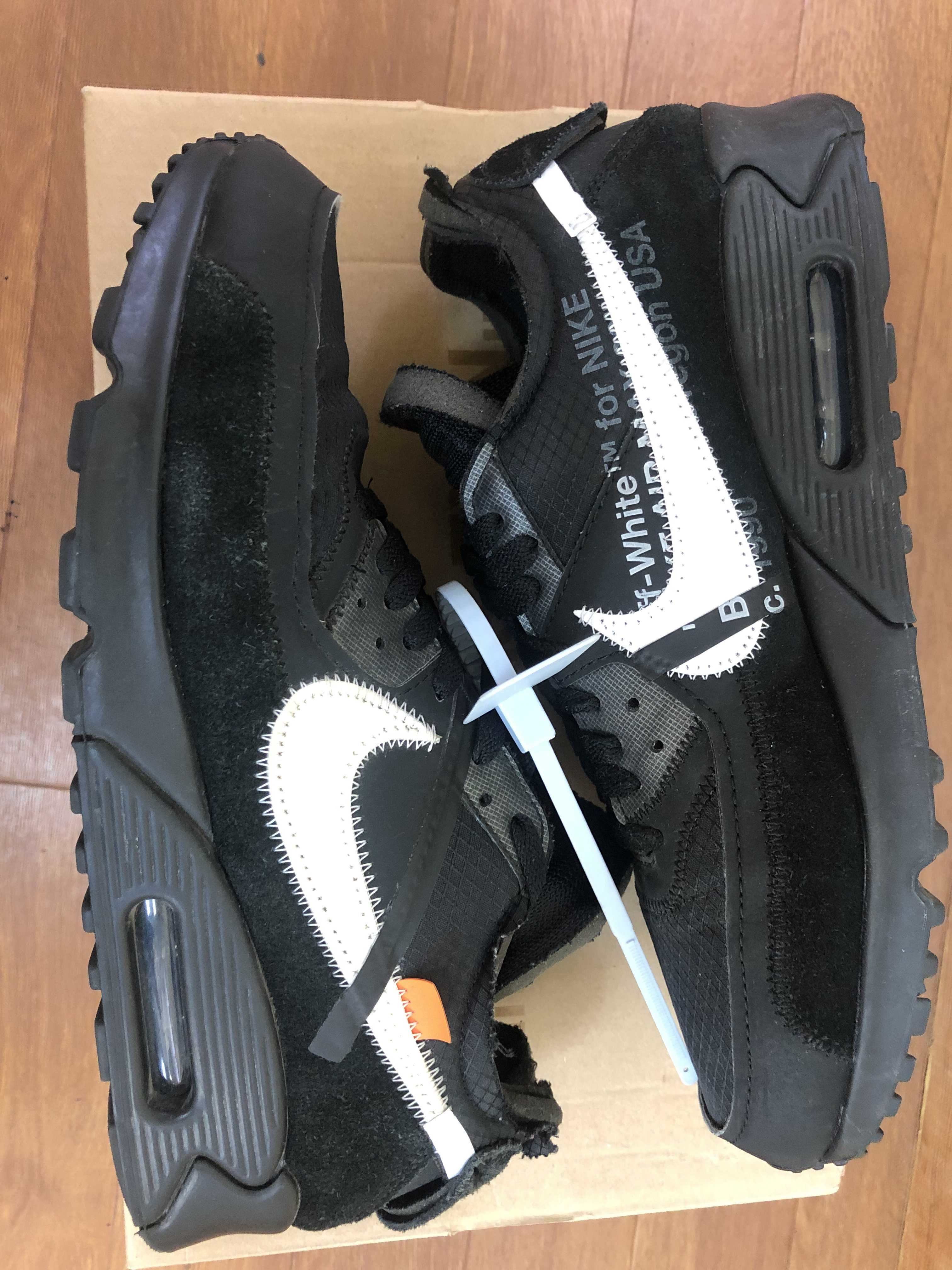 Off-White × Nike Air Max 90 "Black/Black-Cone-White"