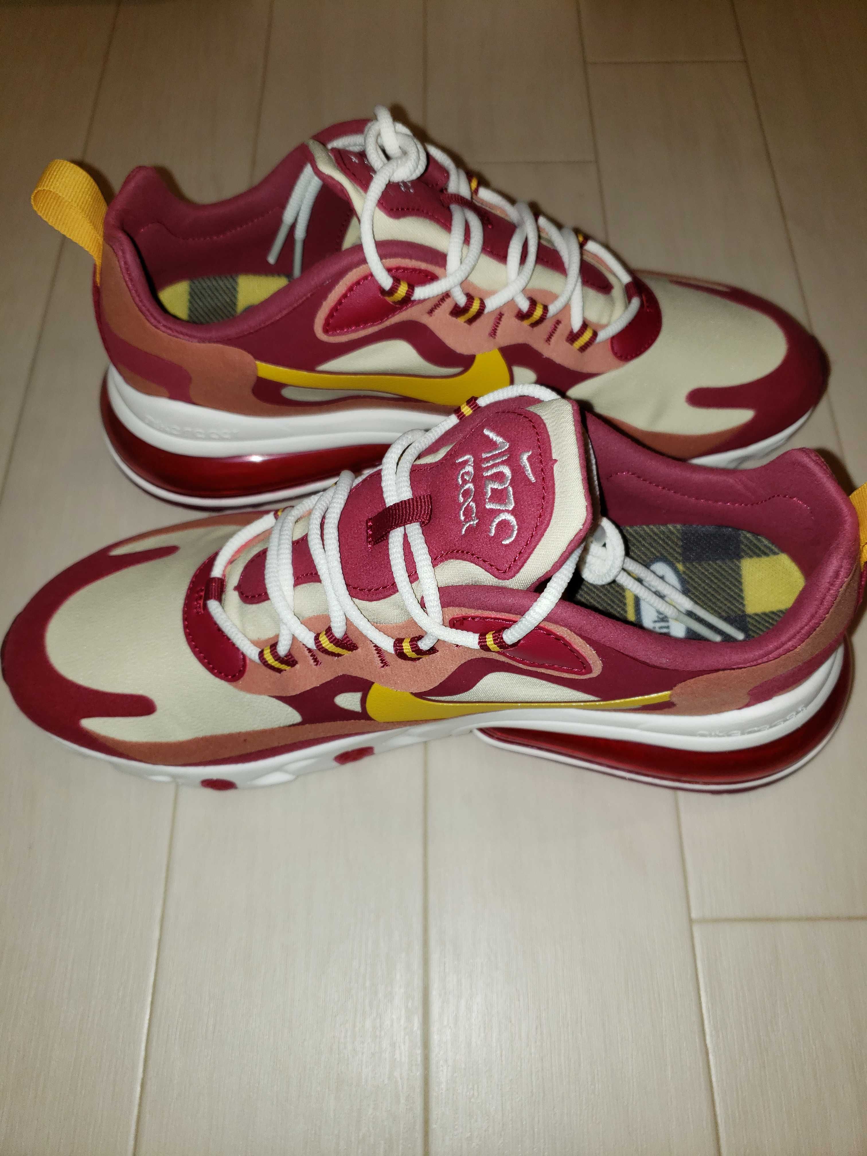 Nike Air Max 270 React "Noble Red/Datk Sulfur/Team Gold"