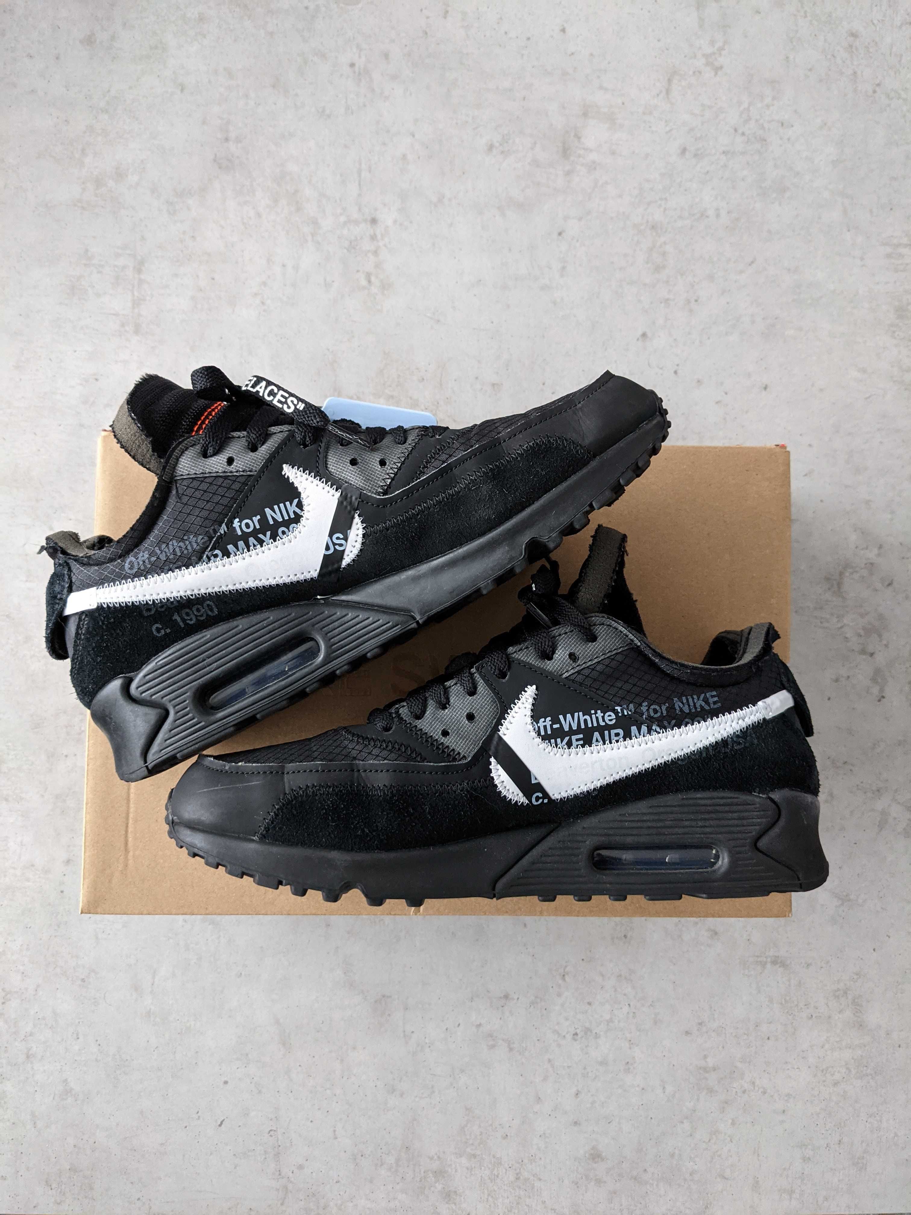 Off-White × Nike Air Max 90 "Black/Black-Cone-White"