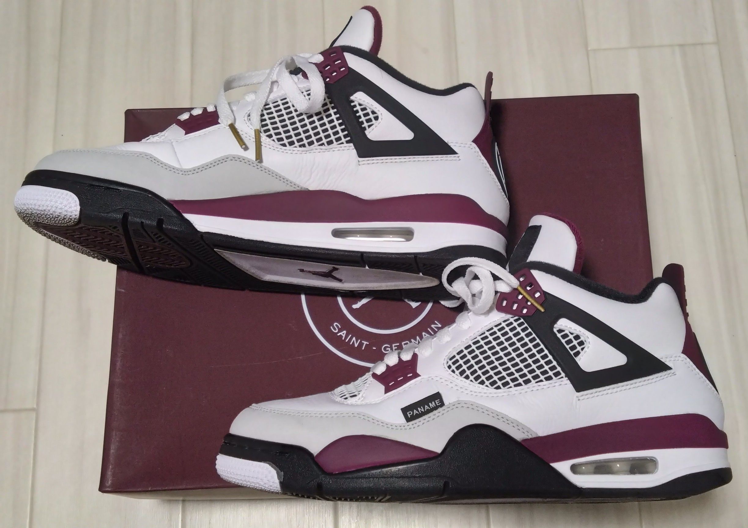 Paris Saint Germain ×Nike Air Jordan 4 Retro "White/Bordeaux/Neutral Gray"