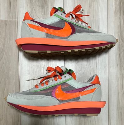 CLOT × Sacai × Nike LD Waffle "Orange Blaze"