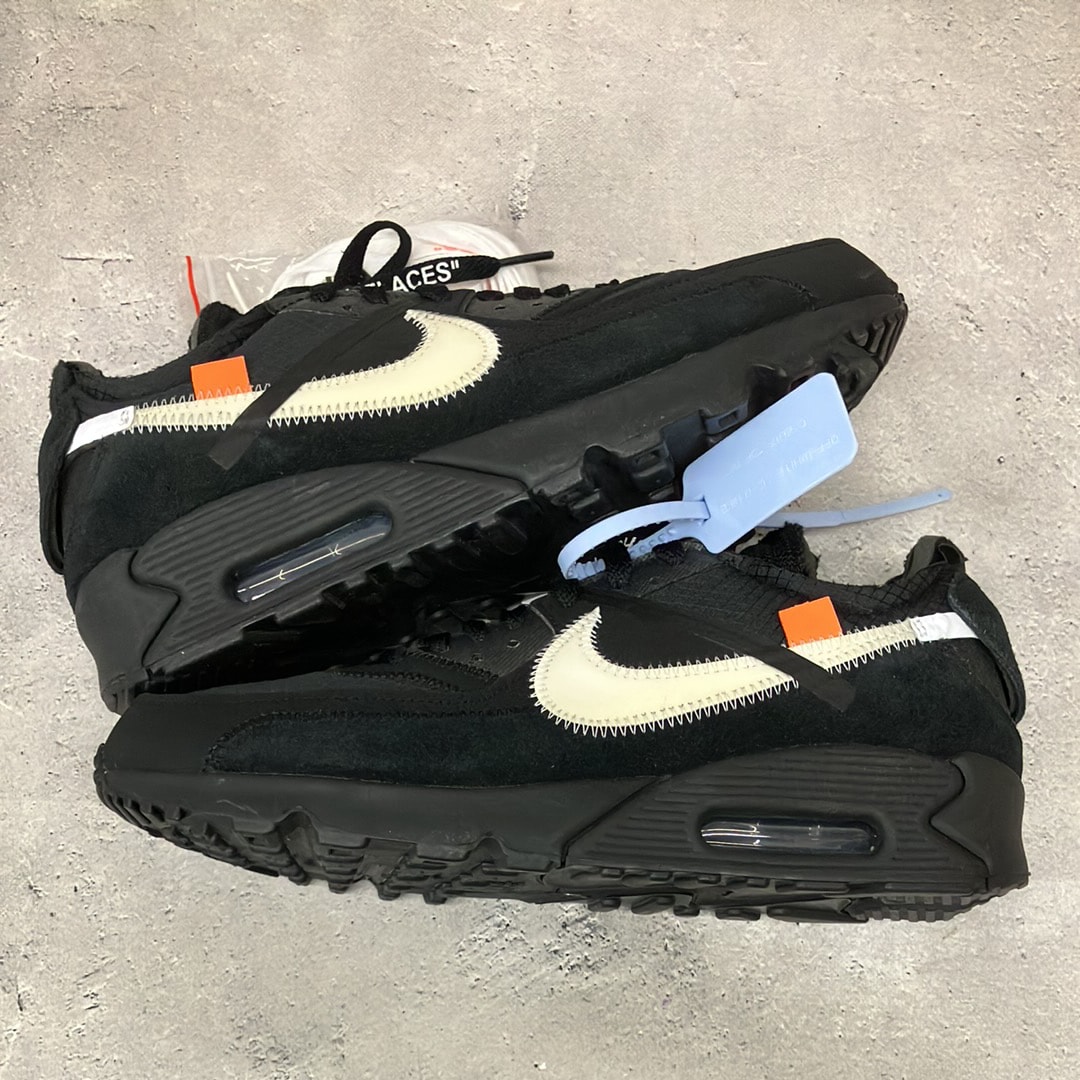 Off-White × Nike Air Max 90 "Black/Black-Cone-White"