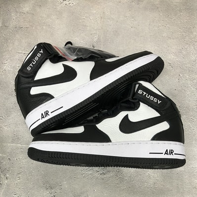 Stussy × Nike Air Force 1 Mid "Black and Light Bone"