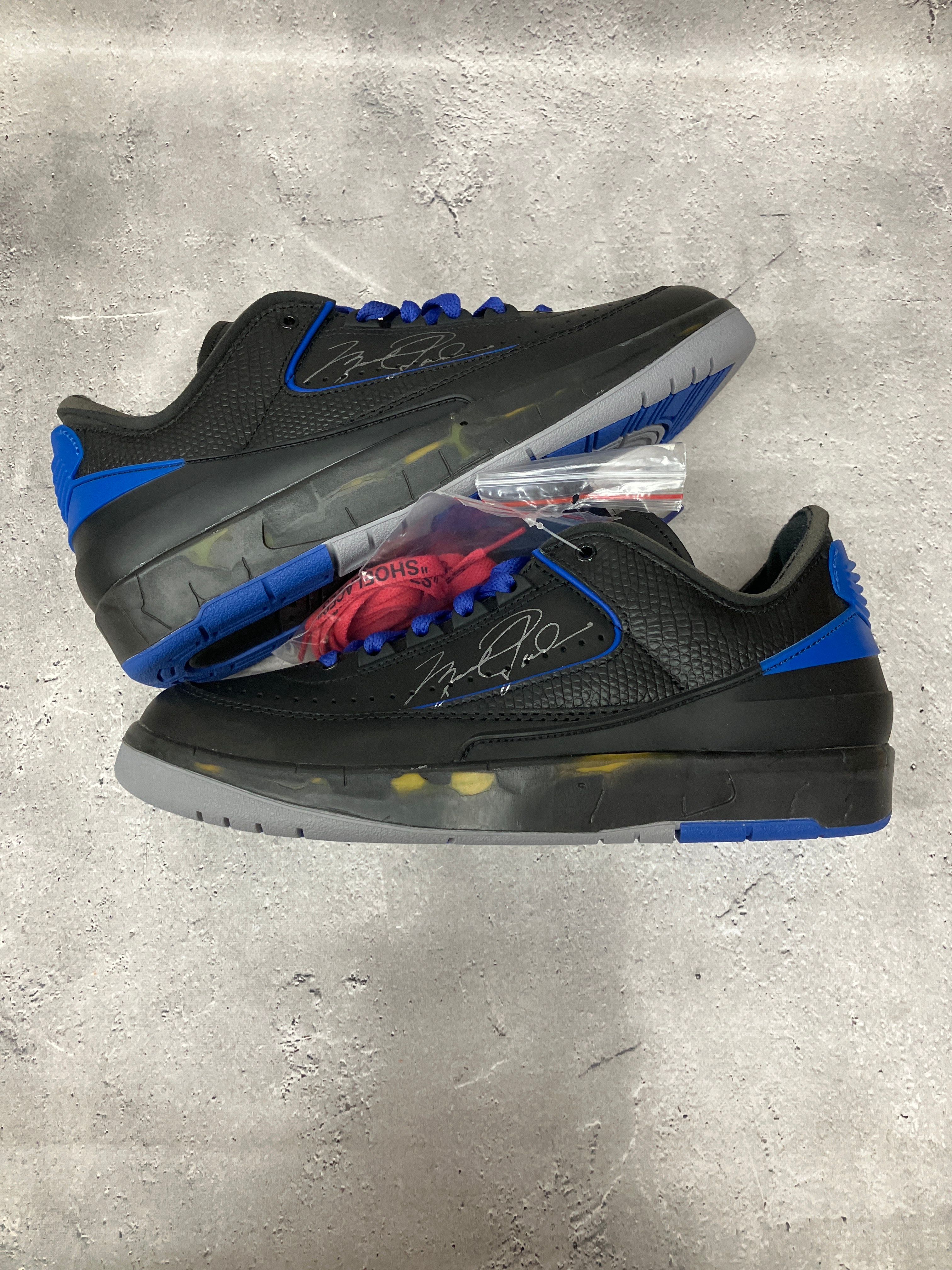 Off-White × Nike Air Jordan 2 Low "Black and Varsity Royal"