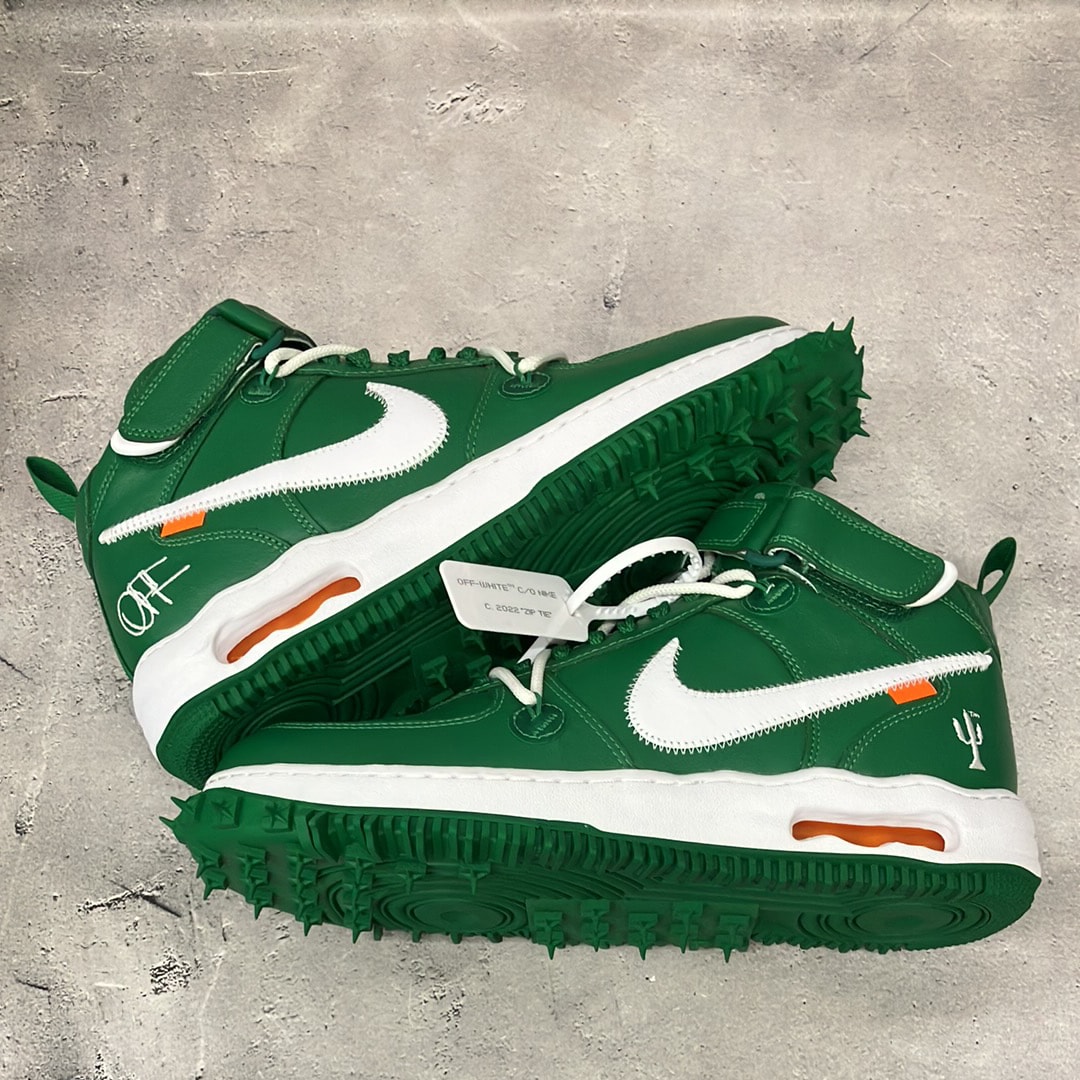 Off-White × Nike Air Force 1 Mid SP LTHR "Pine Green"