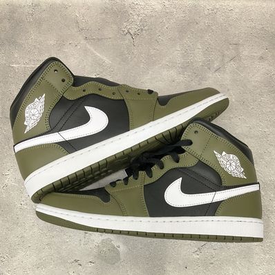 Nike Air Jordan 1 Mid "Black/Medium Olive/Sail/White"