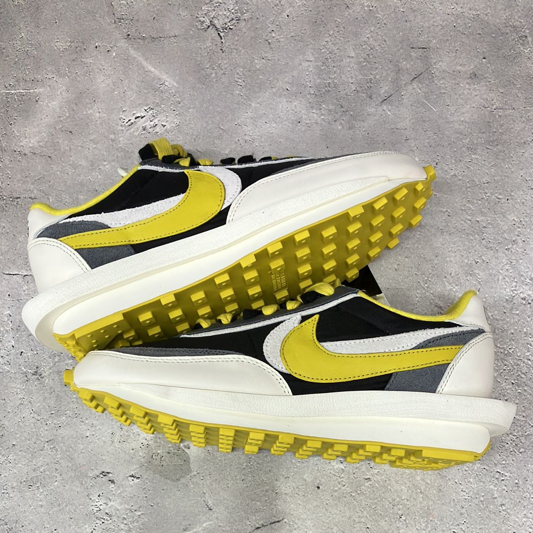 UNDERCOVER × sacai × Nike LD Waffle "Black/Sail-Dark Grey-Bright Citron"
