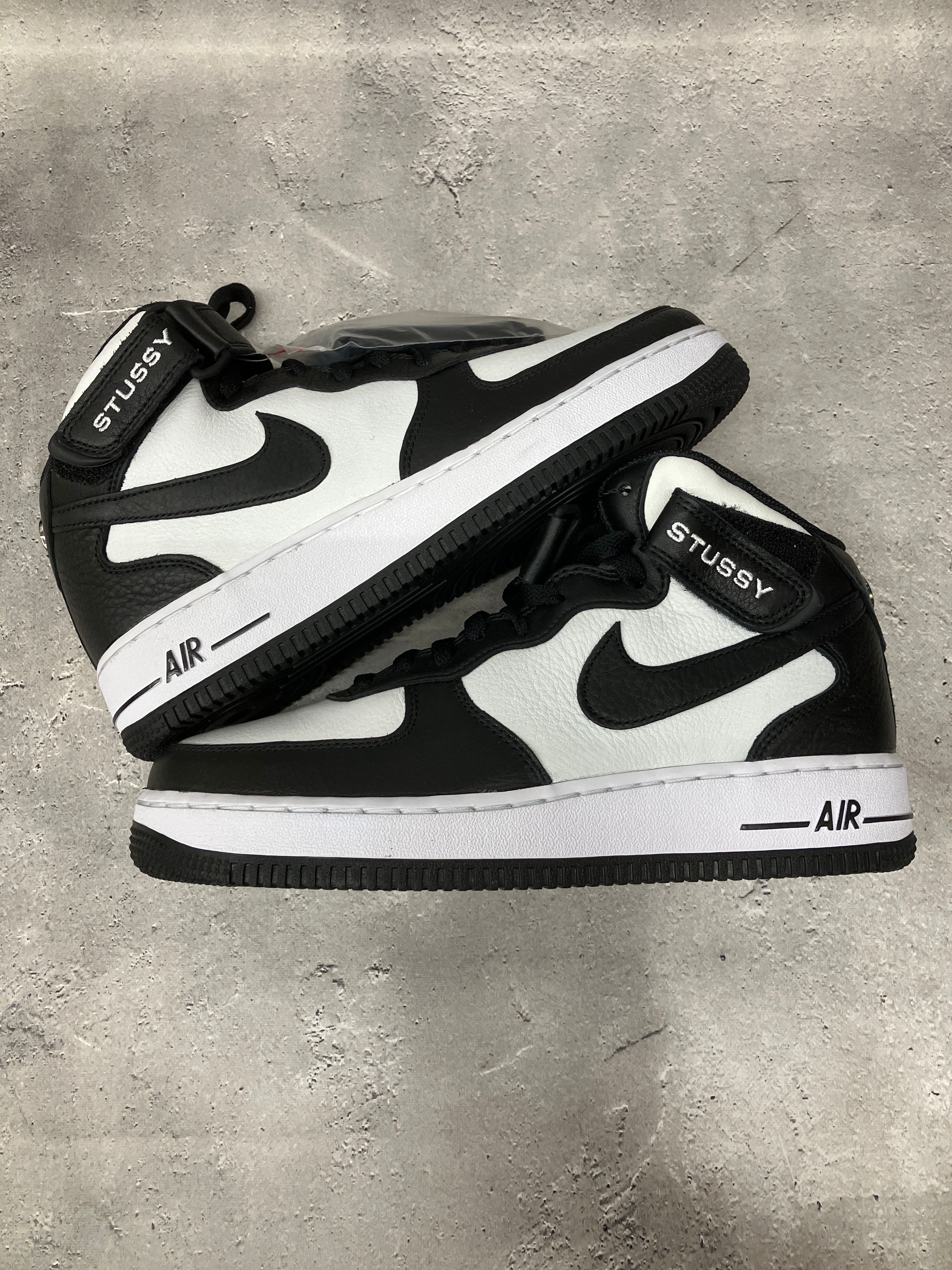 Stussy × Nike Air Force 1 Mid "Black and Light Bone"