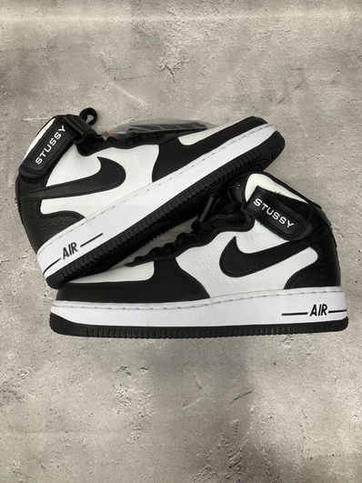 Stussy × Nike Air Force 1 Mid "Black and Light Bone"