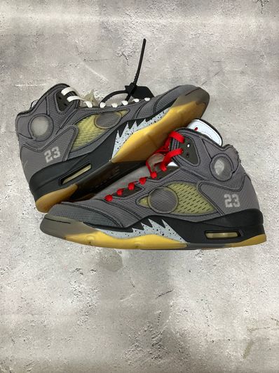 Off-White × Nike Air Jordan 5 "Black/Muslin/Fire Red"