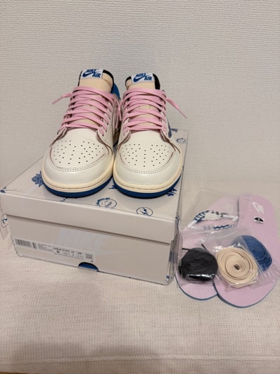 Travis Scott × fragment design × Nike Air Jordan 1 Low OG "Sail/Military Blue"