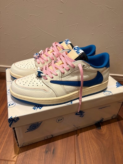 Travis Scott × fragment design × Nike Air Jordan 1 Low OG "Sail/Military Blue"