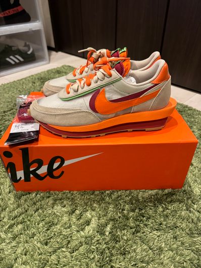 CLOT × Sacai × Nike LD Waffle "Orange Blaze"