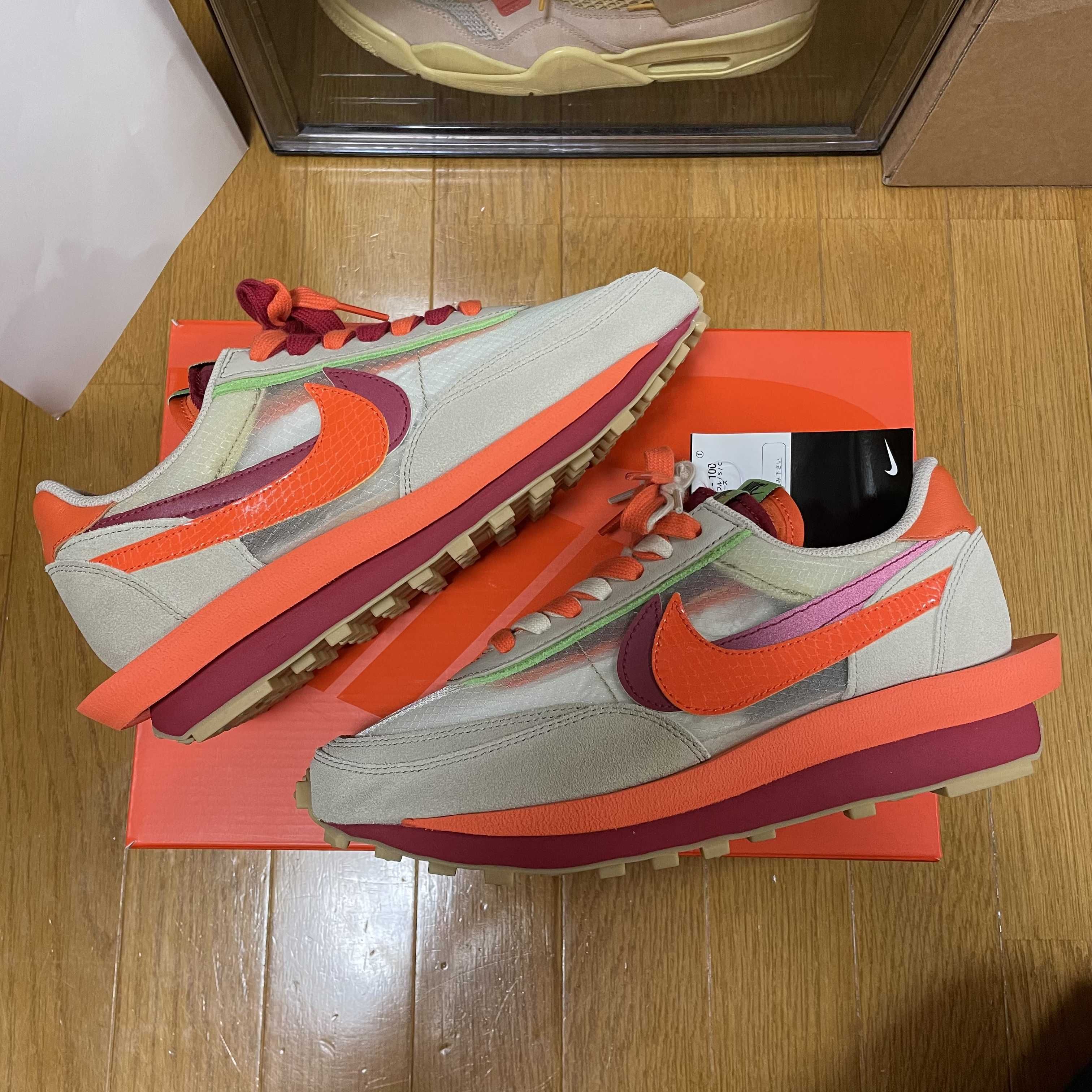 CLOT × Sacai × Nike LD Waffle "Orange Blaze"