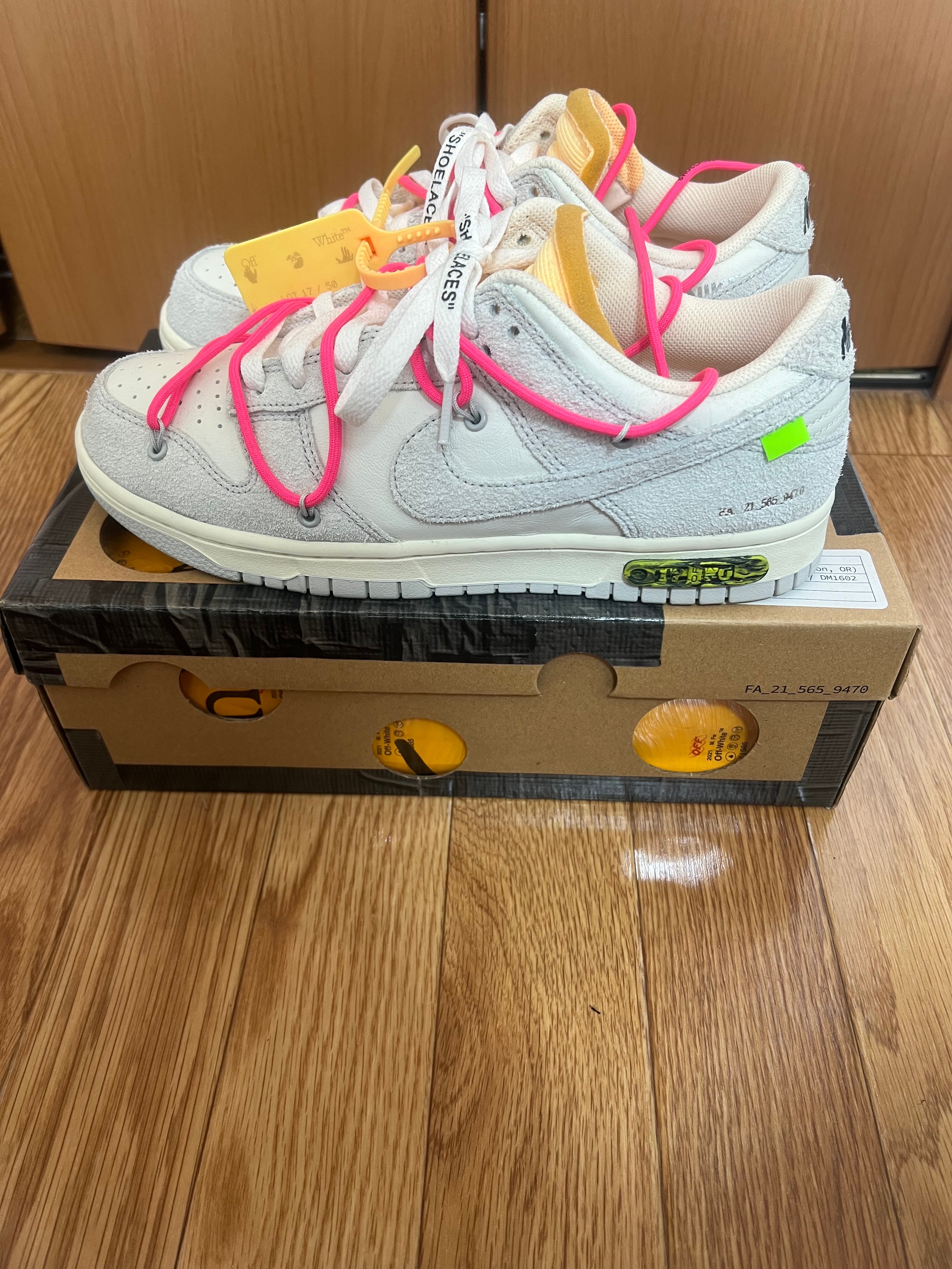 Off-White × Nike Dunk Low "Sail/Neutral Gray/Hyper Pink"