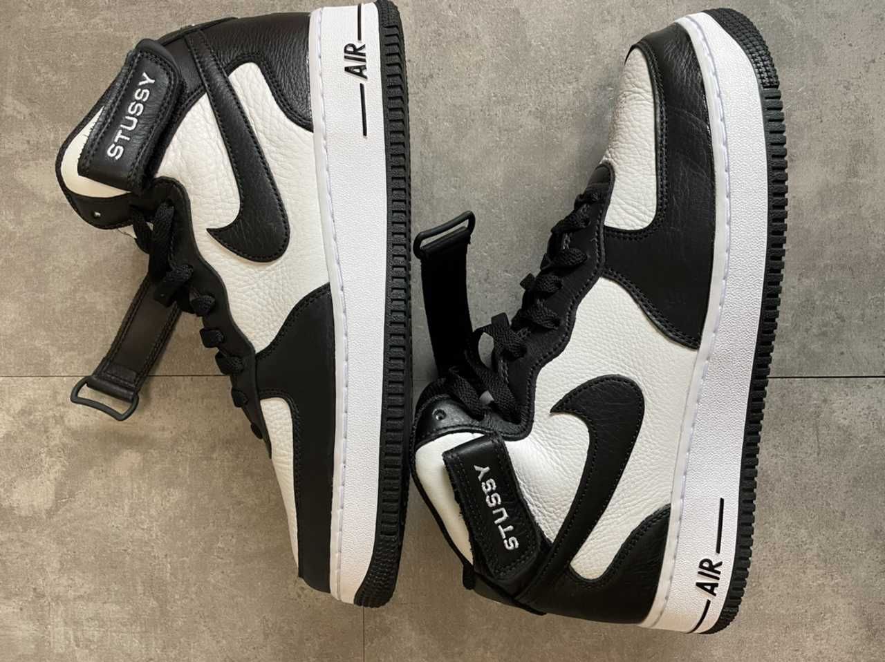 Stussy × Nike Air Force 1 Mid "Black and Light Bone"