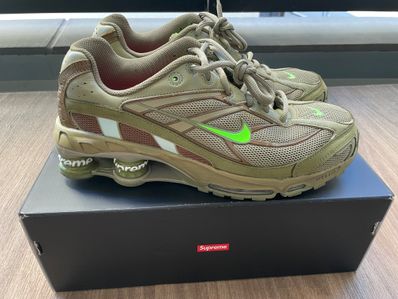 Supreme × Nike Shox Ride 2 "Neutral Olive/Electric Green-Pilgrim"
