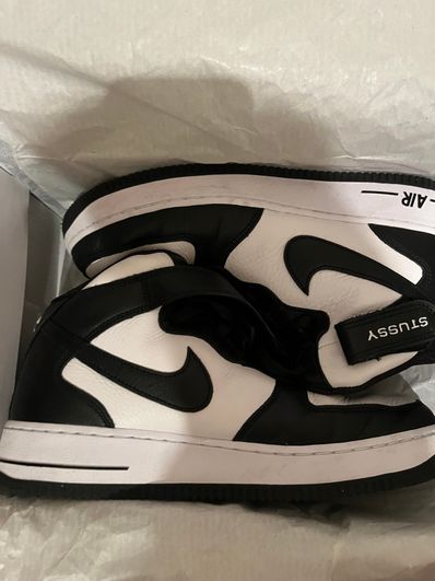 Stussy × Nike Air Force 1 Mid "Black and Light Bone"