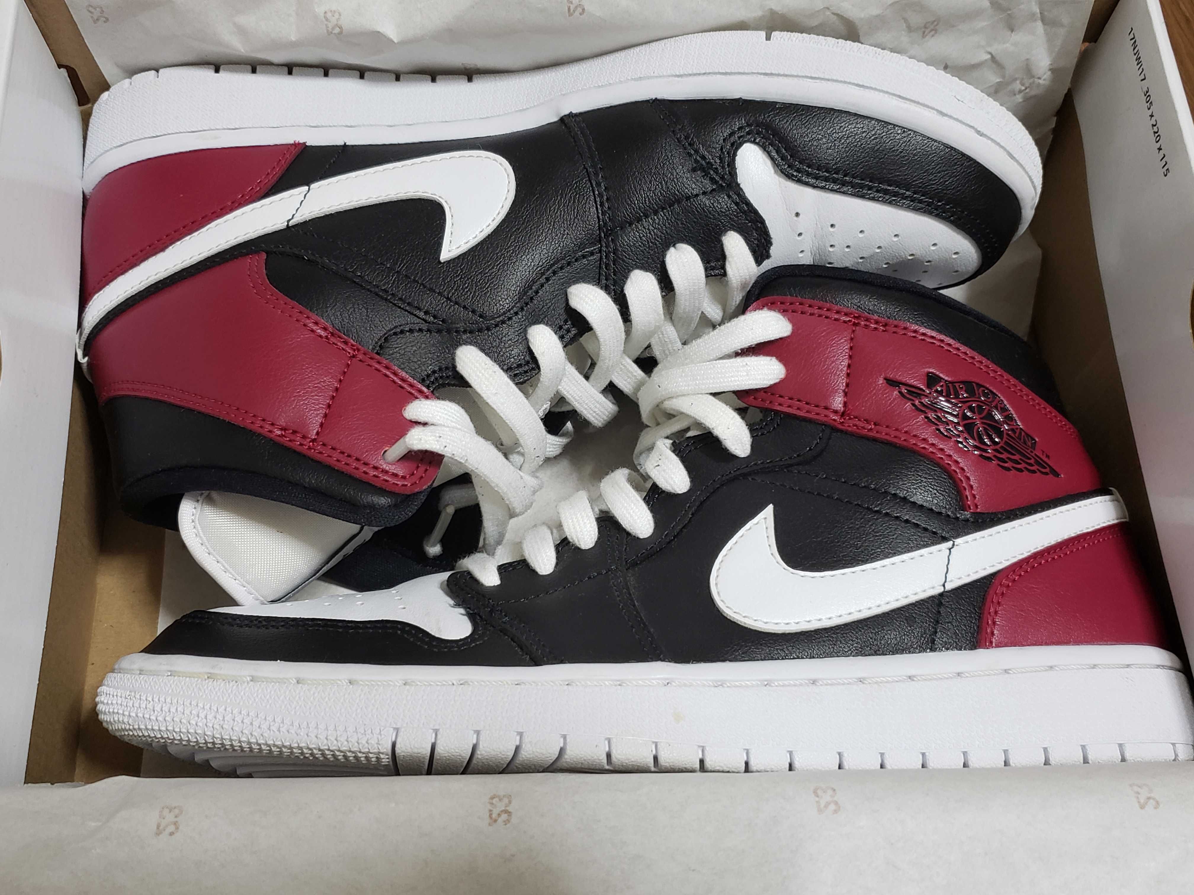 Nike Women's Air Jordan 1 Mid "Black Noble Red"