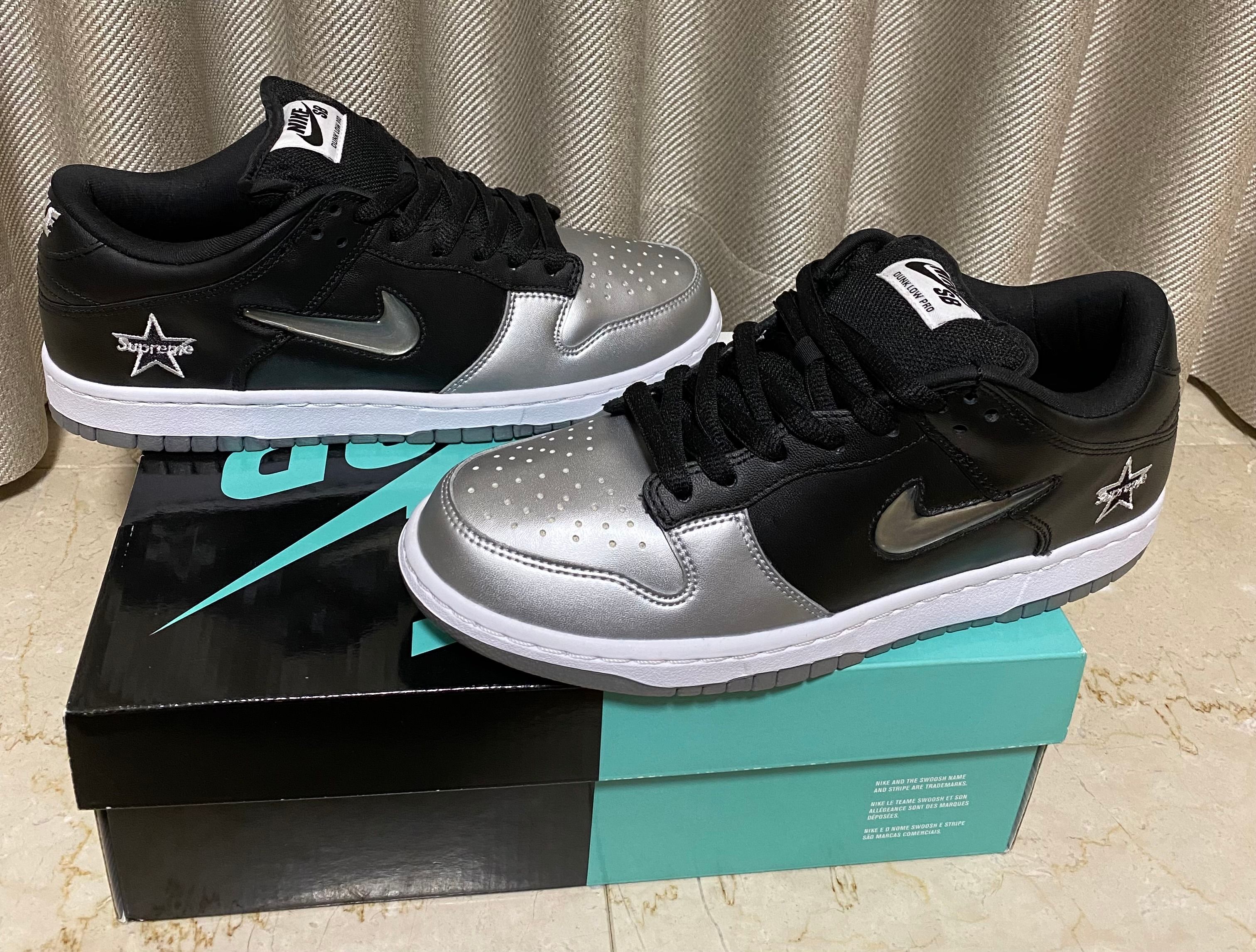 Supreme × Nike Dunk Low "Metallic Silver/Black"