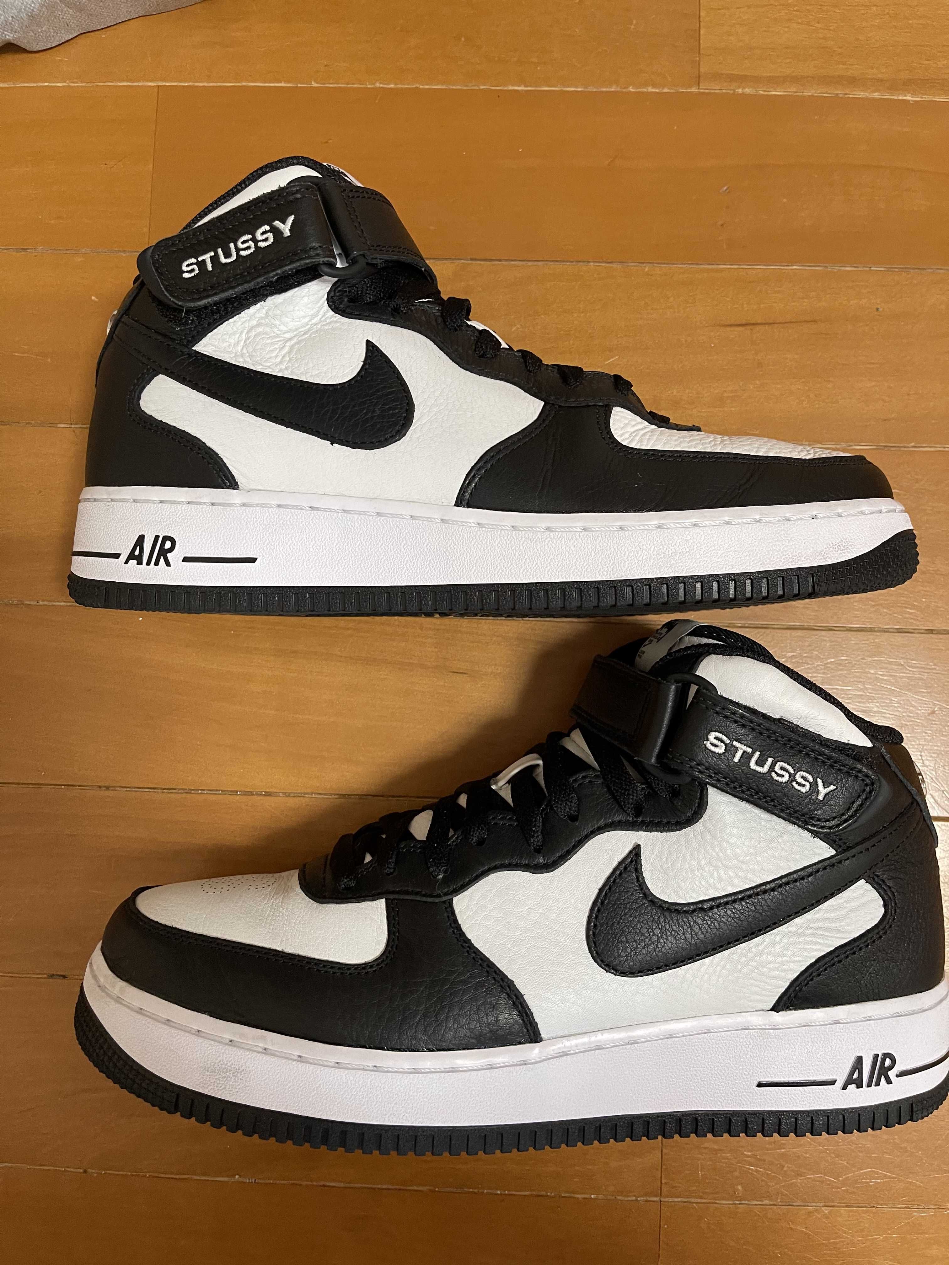 Stussy × Nike Air Force 1 Mid "Black and Light Bone"