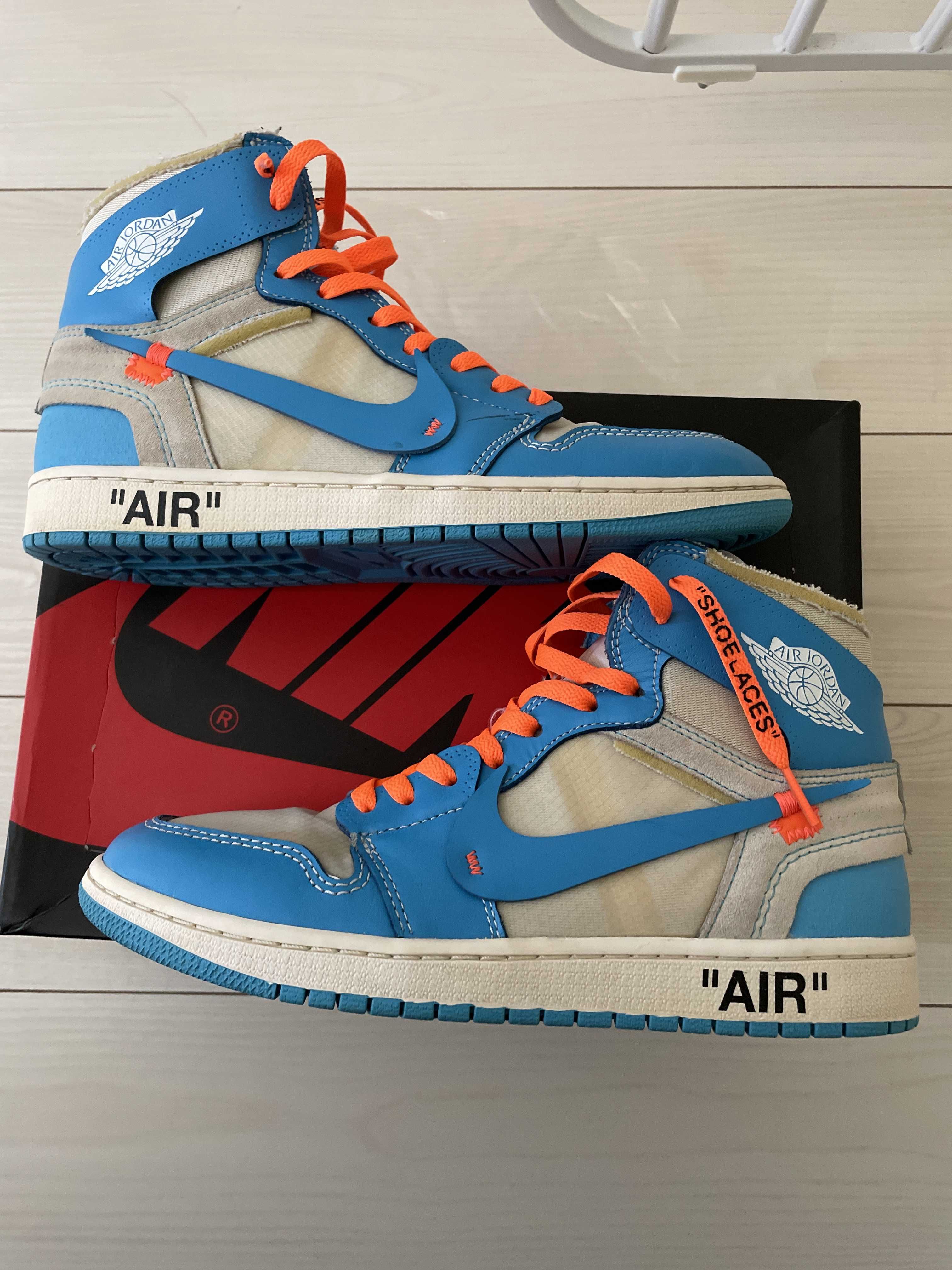 Off-White × Nike Air Jordan 1 High UNC "White/Dark Powder Blue"