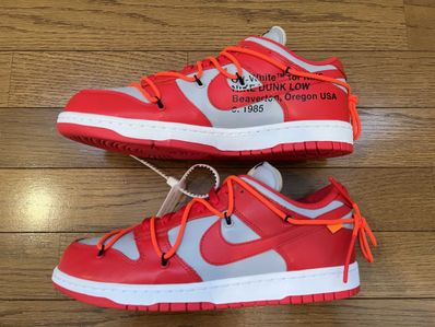 Off-White × Nike Dunk Low "University Red/Wolf Grey"