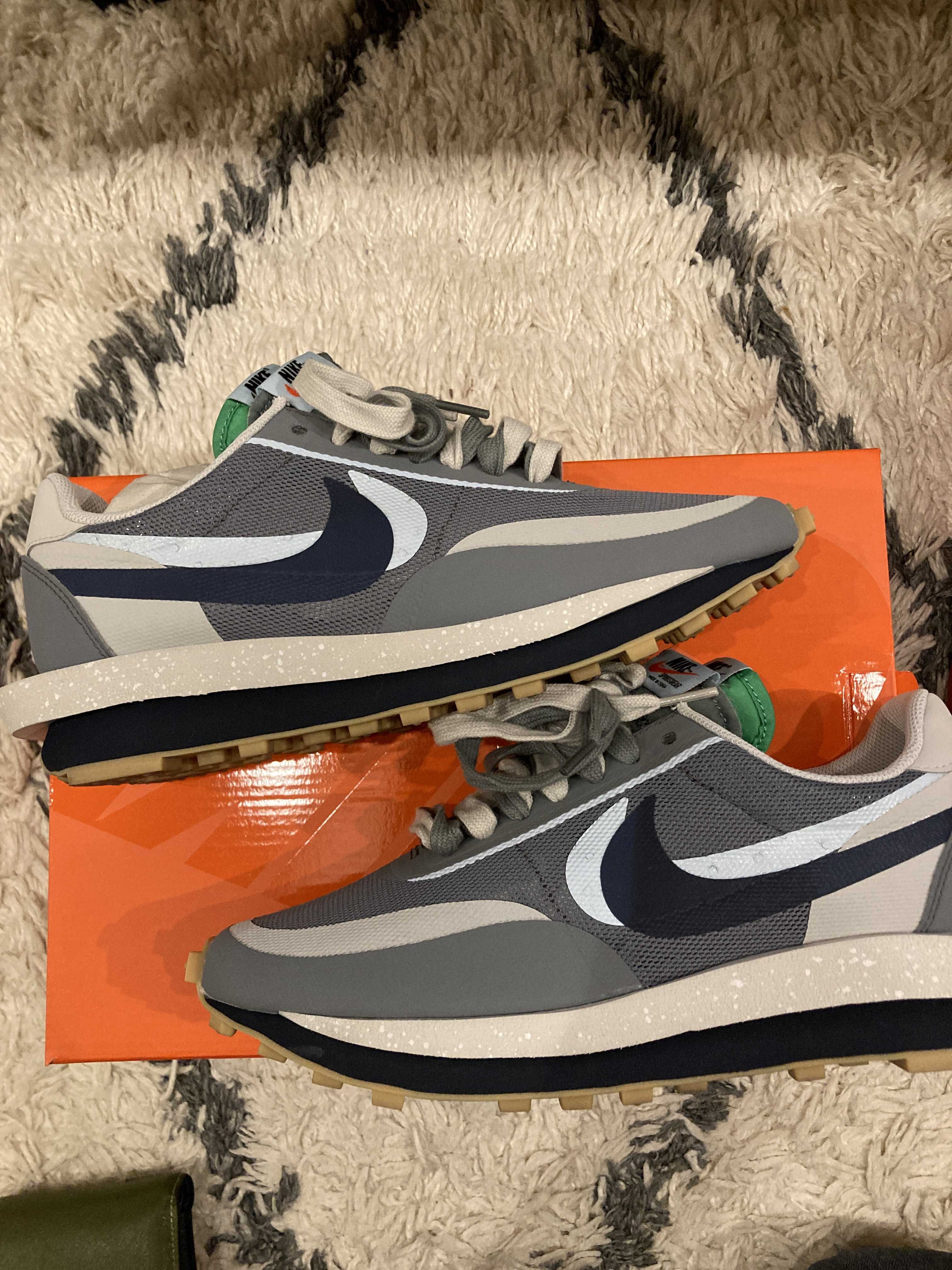 CLOT × Sacai × Nike LD Waffle "Grey Obsidian/Cool Grey"