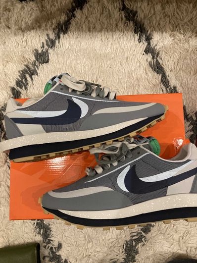 CLOT × Sacai × Nike LD Waffle "Grey Obsidian/Cool Grey"