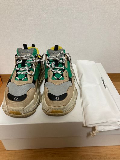 BALENCIAGA Triple S "Beige/Green/Yellow"