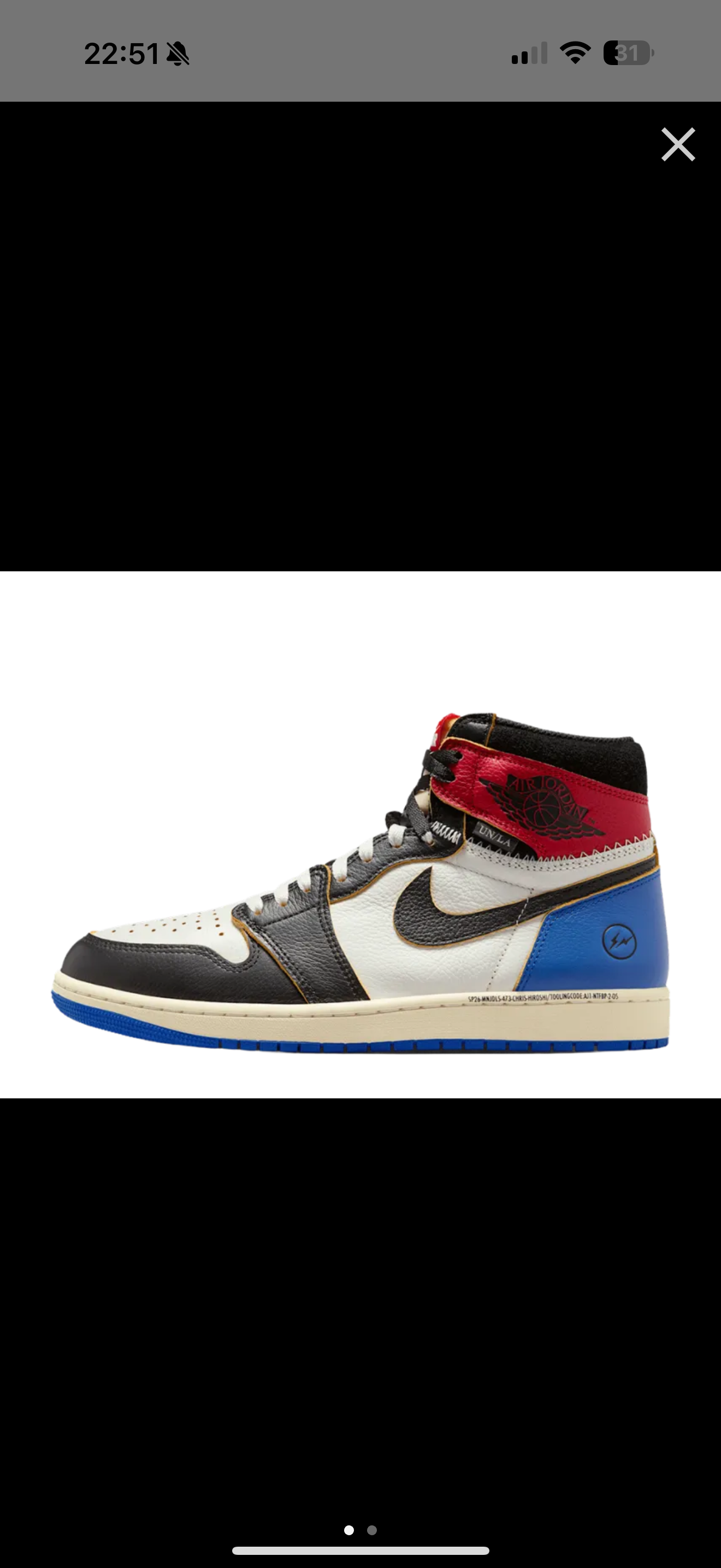 fragment design × UNION × Nike Air Jordan 1 High OG "Black/Varsity Red"