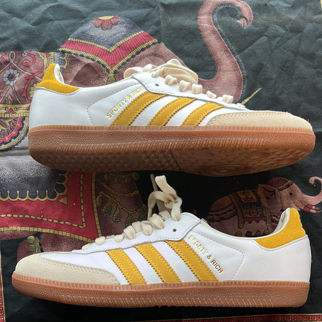 Sporty & Rich × adidas Samba OG "White/Bold Gold"