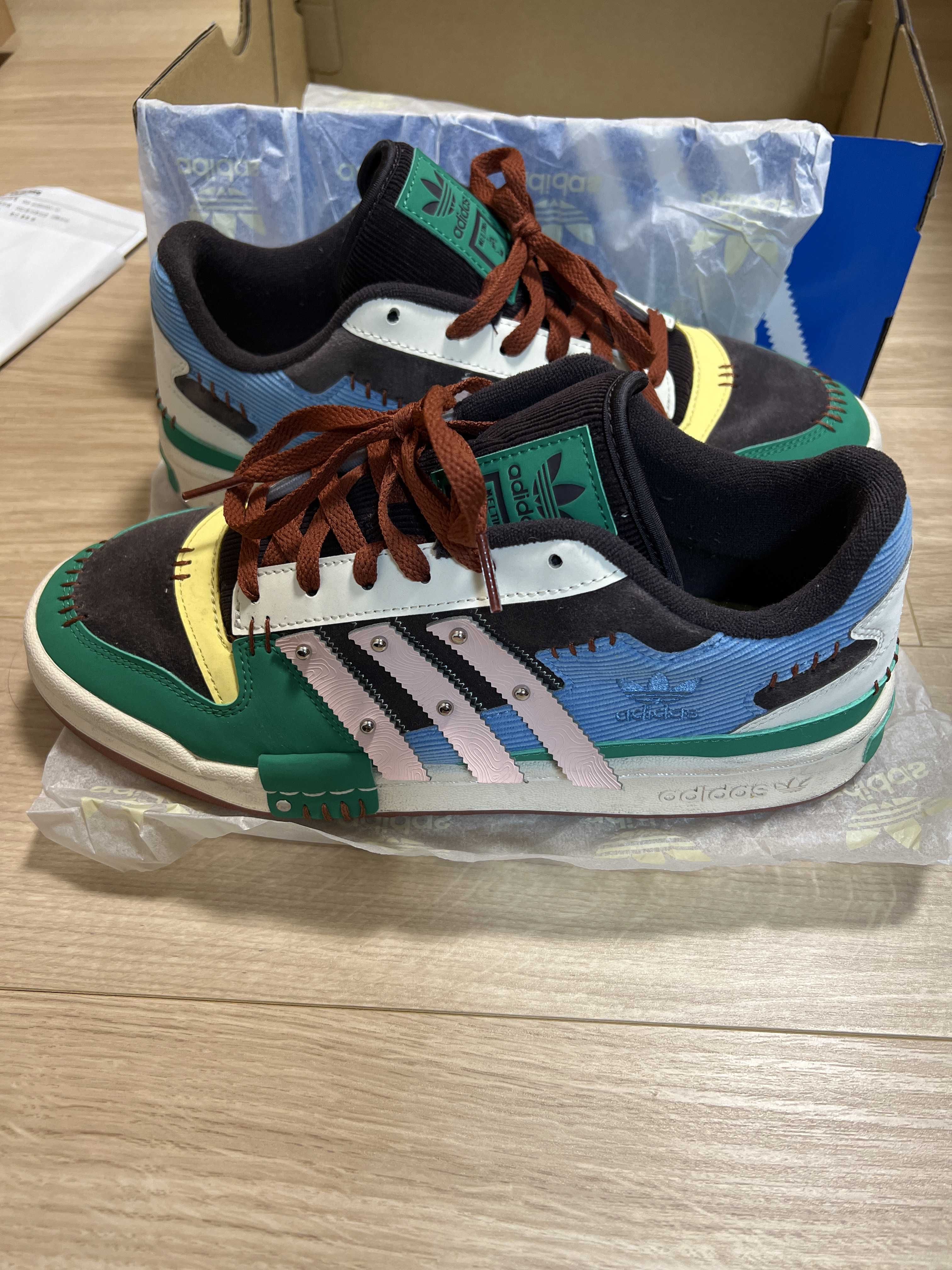 Melting Sadness × adidas Forum Low "Night Burgundy/Vapor Pink/Light Blue"