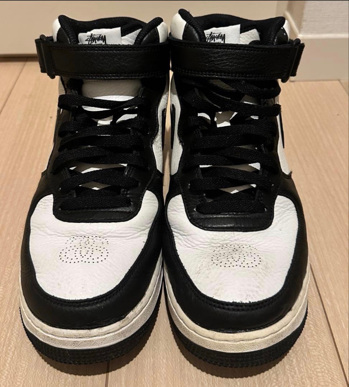 Stussy × Nike Air Force 1 Mid "Black and Light Bone"