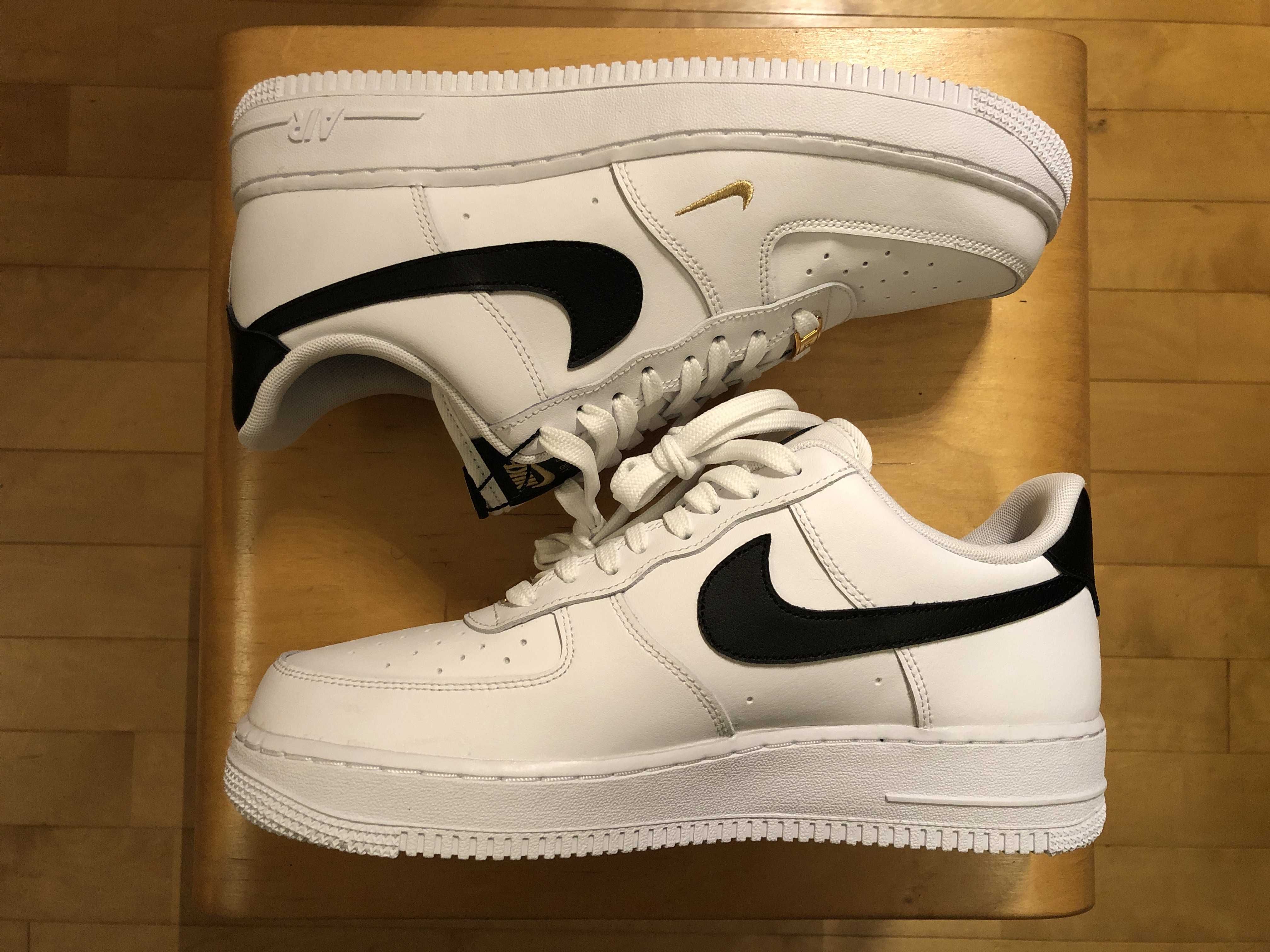 Nike Women's Air Force 1 Low 07 Essential "White/Black/Gold Mini Swoosh"