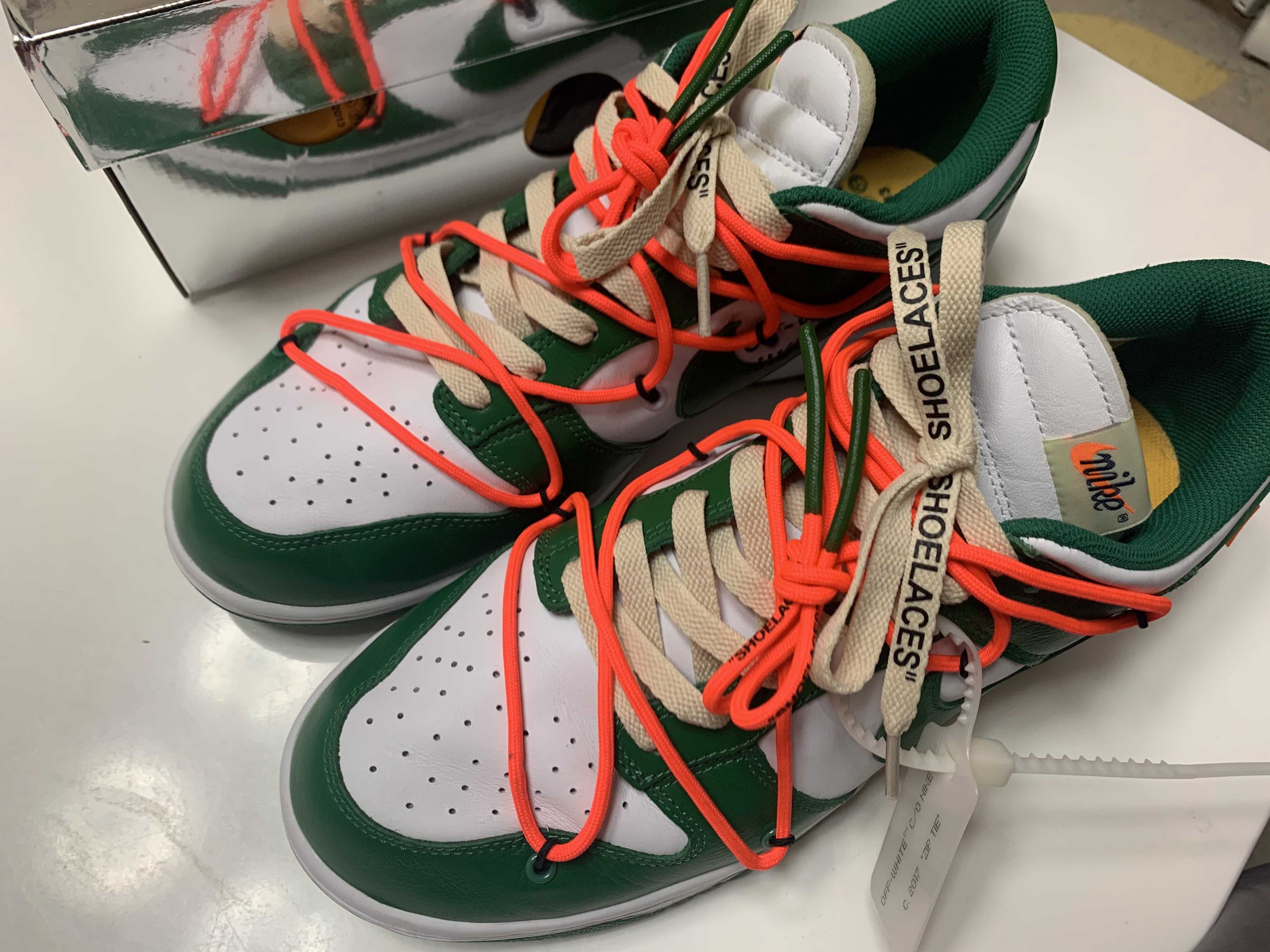 Off-White × Nike Dunk Low "White/Pine Green"