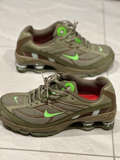 Supreme × Nike Shox Ride 2 "Neutral Olive/Electric Green-Pilgrim"